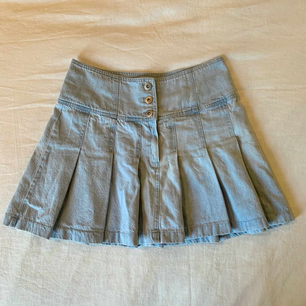 Jean Pleated Mini Skirt